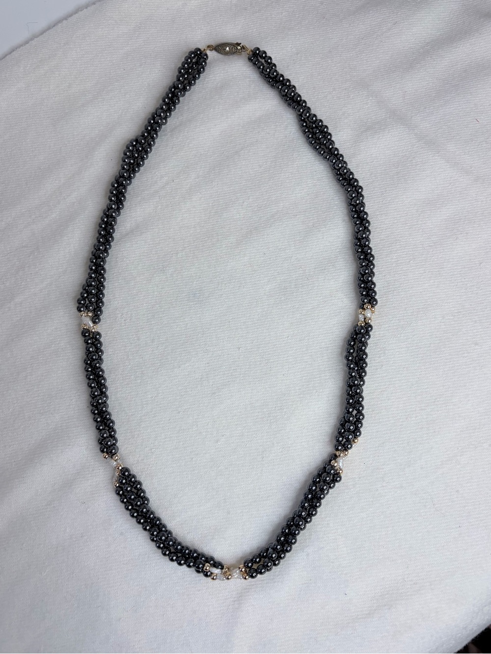 Handcrafted Hematite-Tone Beaded Necklace - Elegant Black-24"